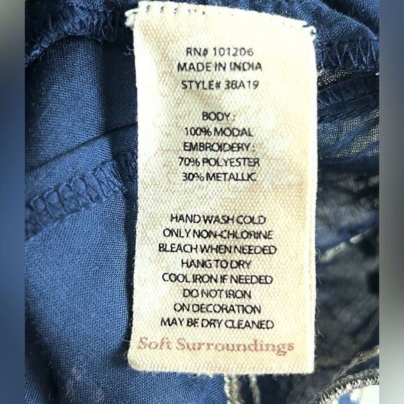 Soft Surroundings Navy Embroidered Tunic - Picture 7 of 9